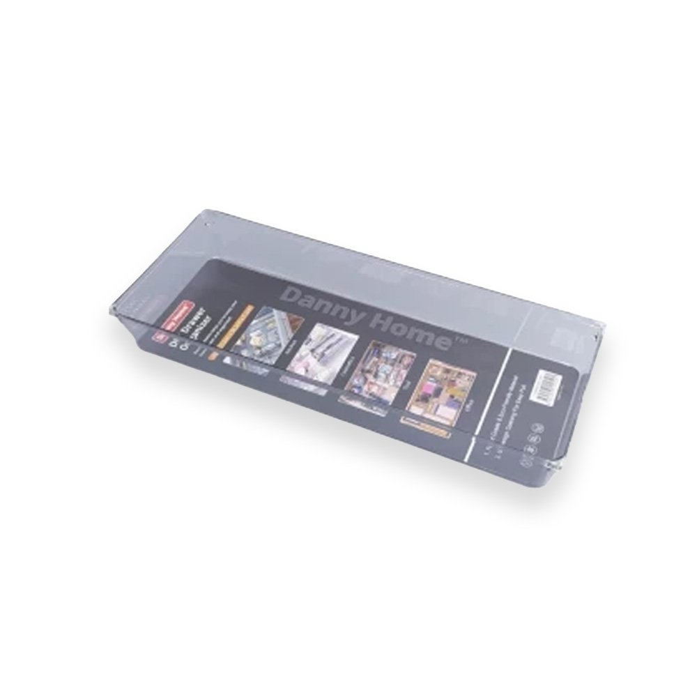 Danny Home Clear Plastic Drawer Organizer Bin- 15.2x38.1x5.1cm