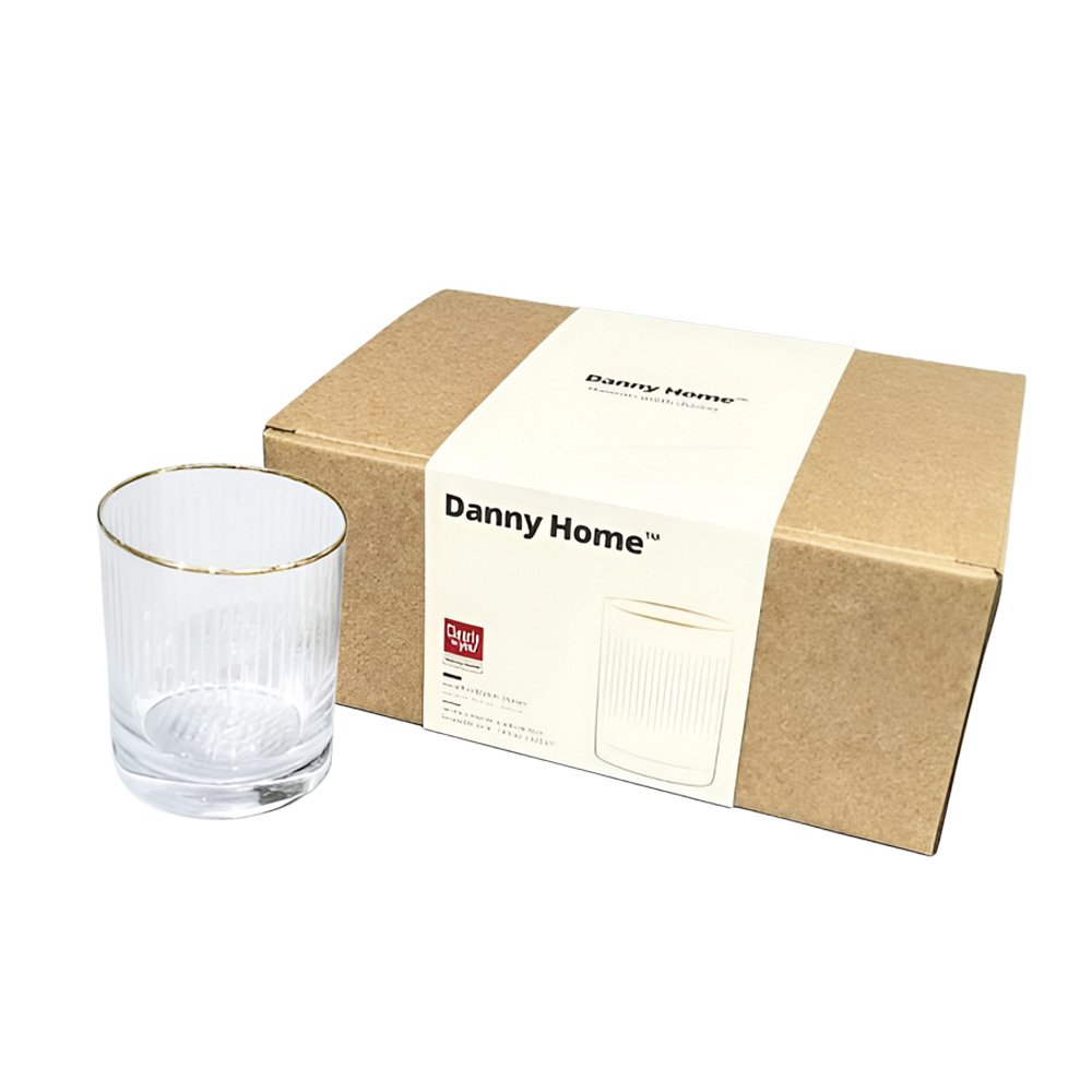Danny Home Glass Tumblers- Gold Rims, 4 Pieces