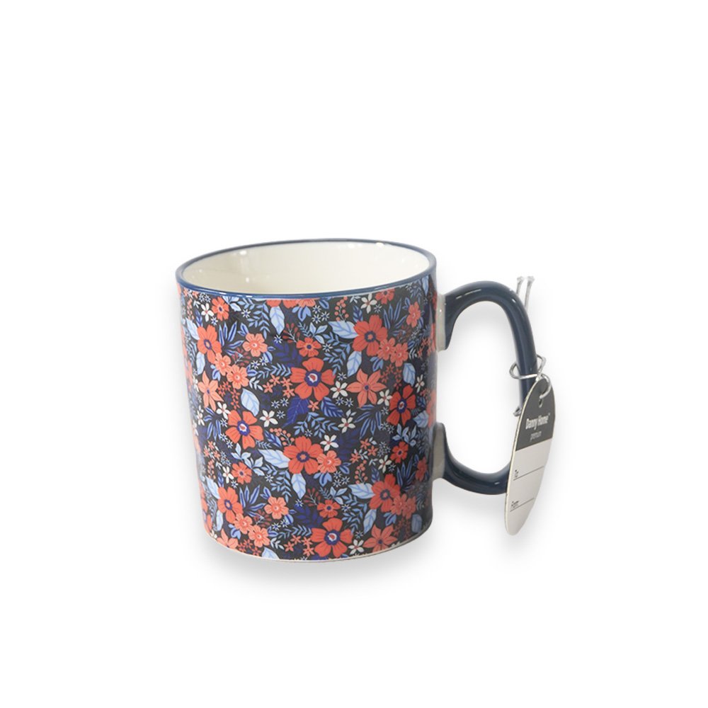 "Danny Home Vintage Botanical Pattern Porcelain Mug- 450ml, 9.2x9.2cm"