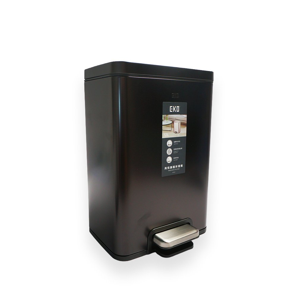 Eko Stainless Steel Step Trash Can Black 12L 27.2X25.9X39.5Cm