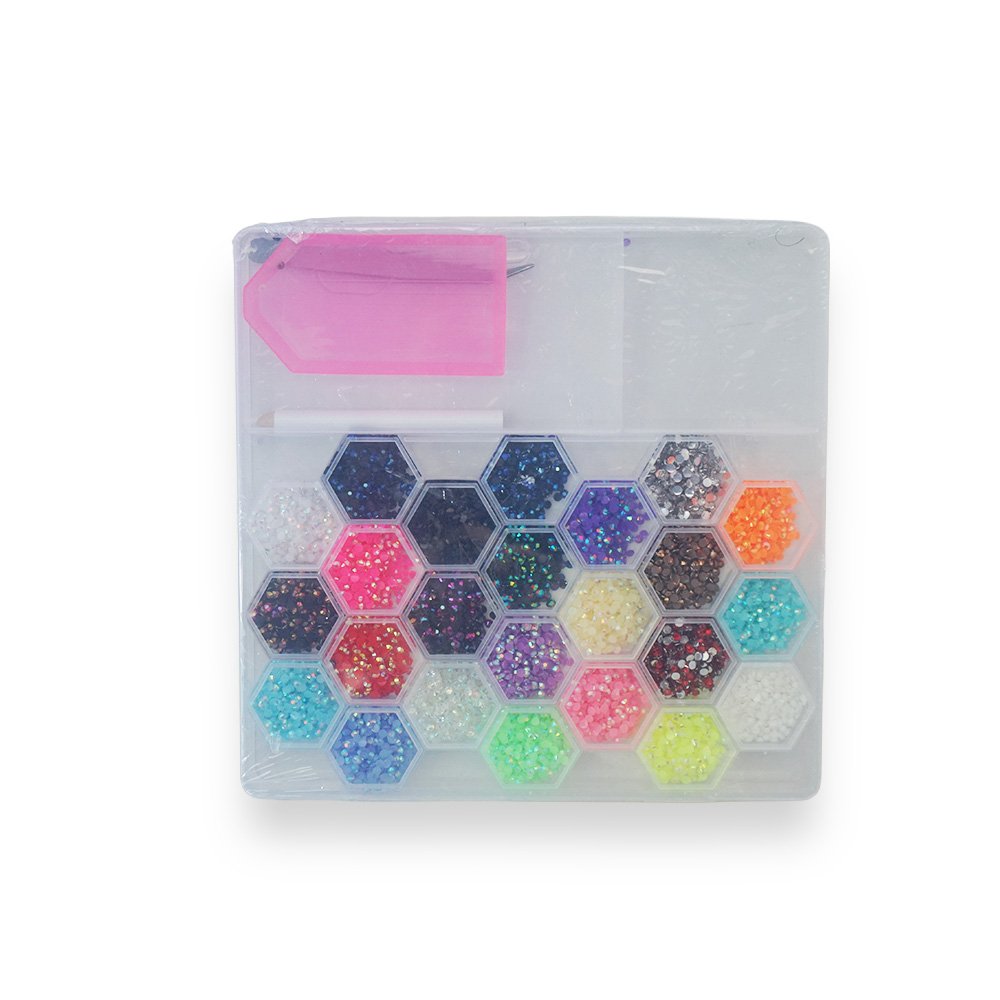 Honeycomb Rhinestone Craft Kit With Tweezers 22 Colors