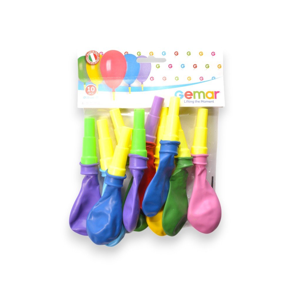 Gemar Plastic Nozzle Balloon Whistles- 10 Pieces