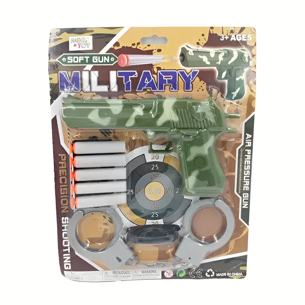 Military Soft Pistol Gun Shooting Set- 5 Foam Dart