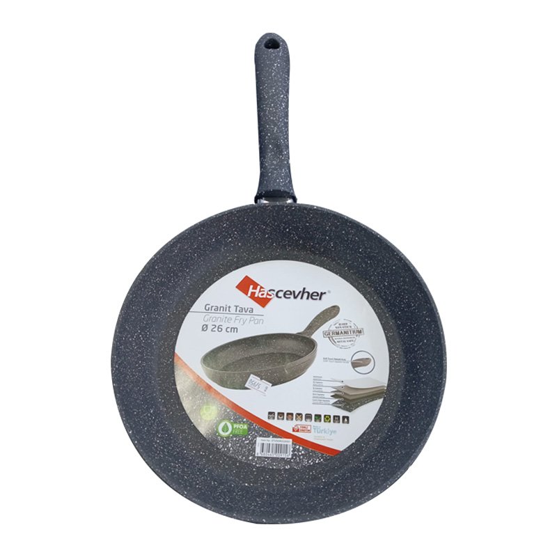 Hascevher Tava Non-Stick Granite Frying Pan- Grey, 26cm