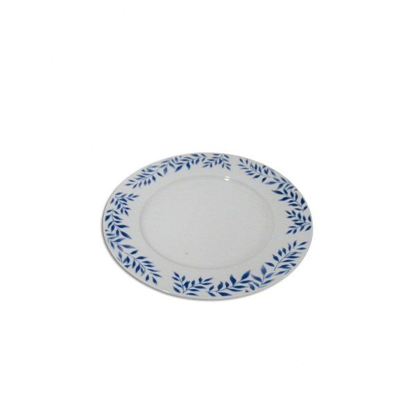 Round Soup Plate  White/Blue 7 Inches