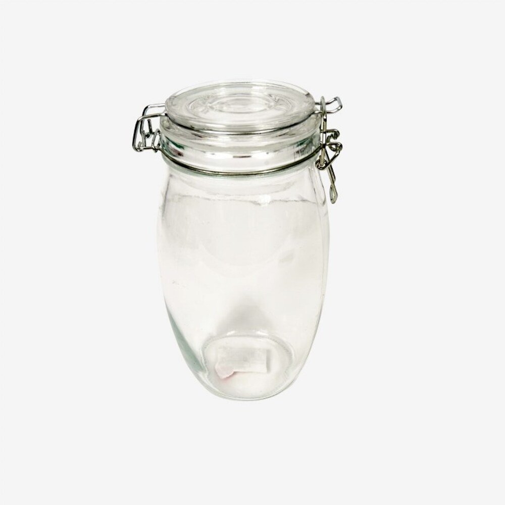 Glass Storage Jar With Clip Top Lid? Red & White Gingham 21Cm