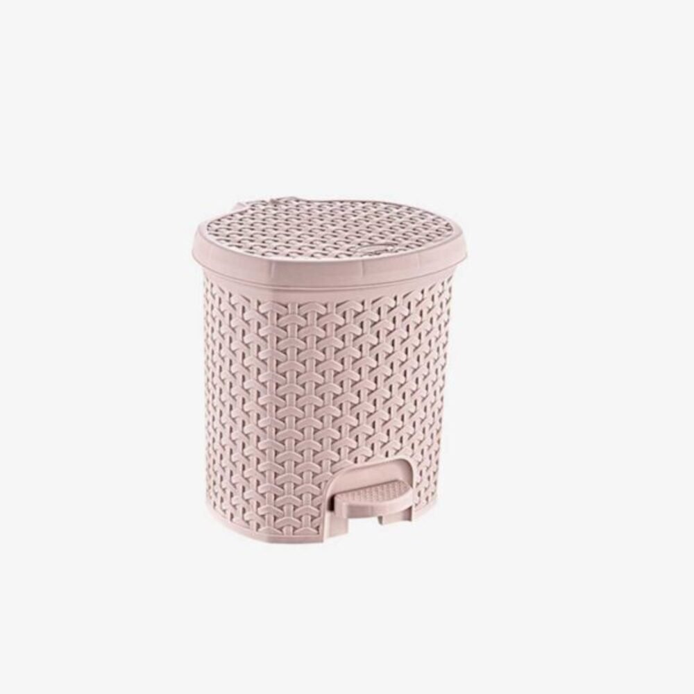 Rattan Pedal Plastic Dustbin- 22X24X26Cm