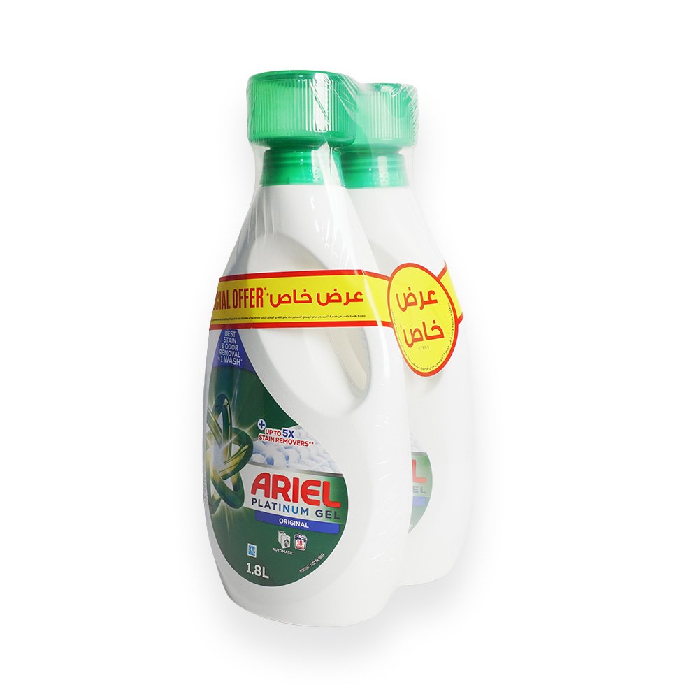 Ariel Platinum Gel Automatic Liquid Laundry Detergent 1.8 Liters Twin Pack