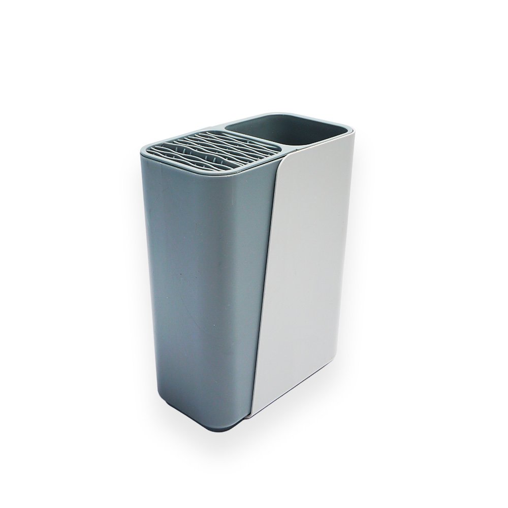 "Expandable Knife Utensil Storage Rack 3 compartments, Grey White"