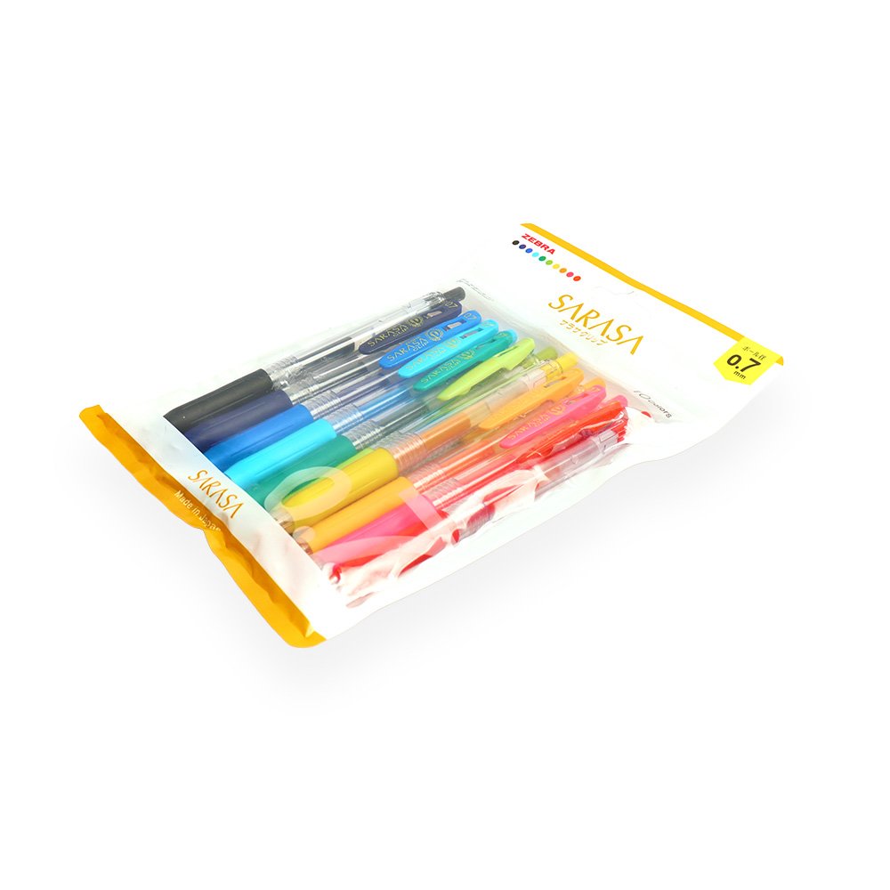 "Zebra Sarasa Gel Pen Set, 0.7mm, 10 Colors"