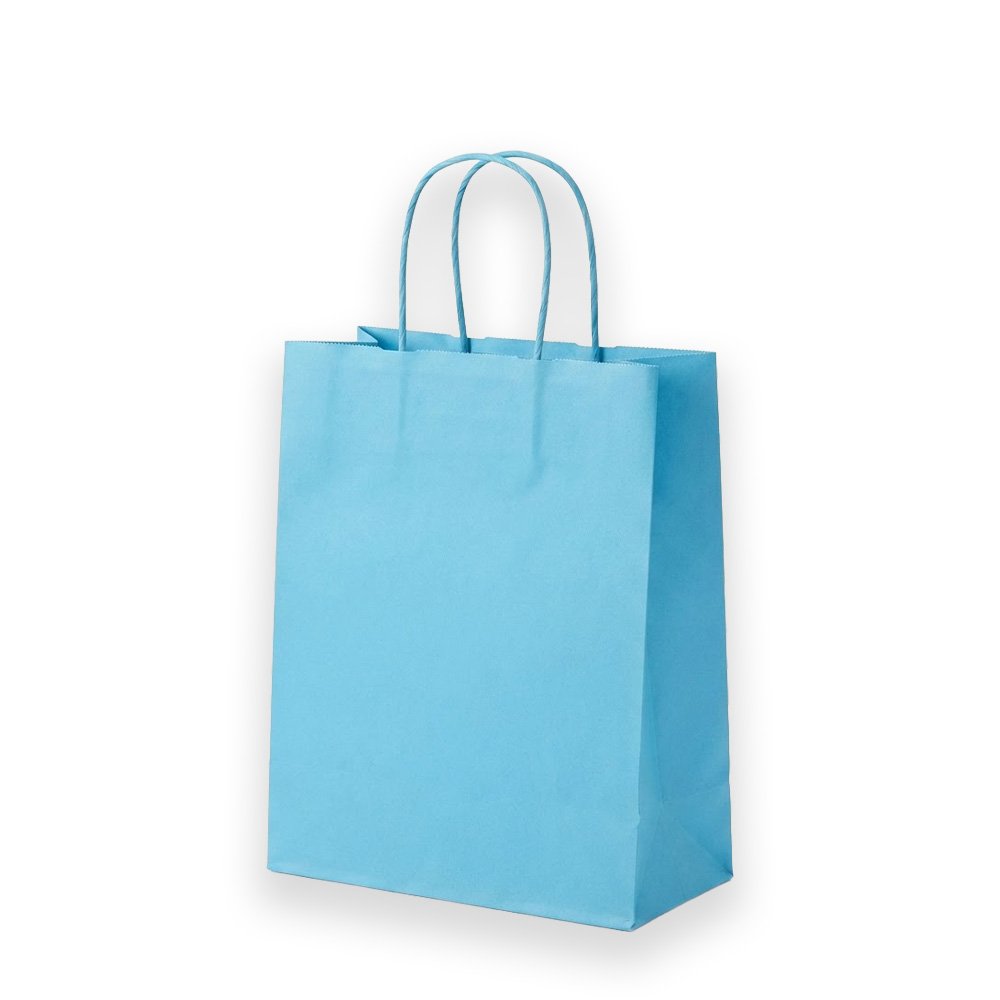 "Paper Gift Bag with Handles- Sky Blue, 26x12x33cm"