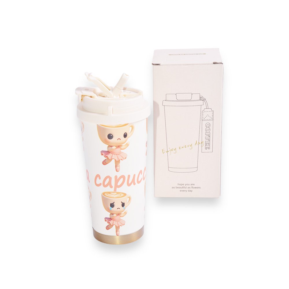 Daisy Glass Cup With Straw Set 550ml