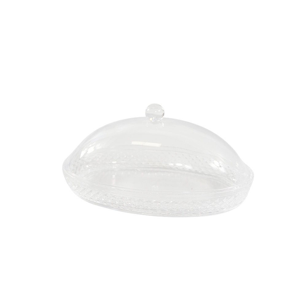Oval Acrylic Dessert Serving Tray with Dome Lid- 23x11cm