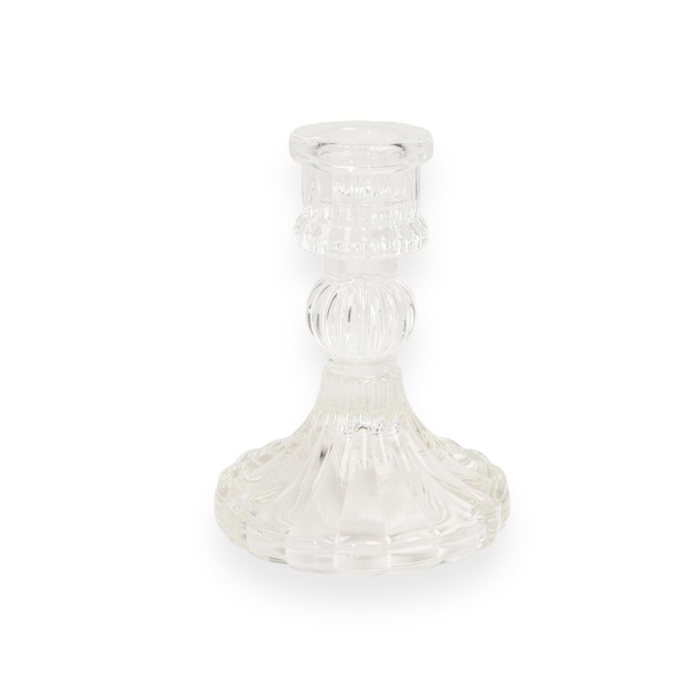 Clear Glass Taper Candle Holder 8x10.3cm
