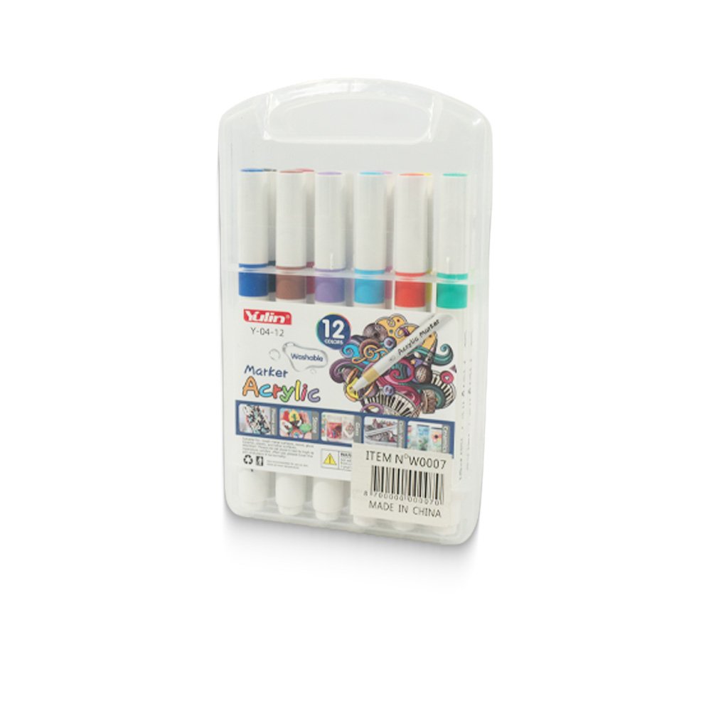 "Yulin Washable Acrylic Marker Set, 12 Colors"