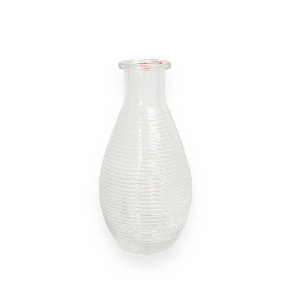 Clear Ribbed Glass Vase 7X13Cm