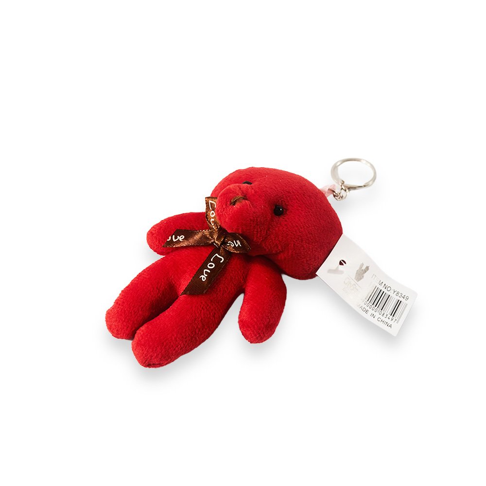 "Teddy Bear Plush Key Chain - Red, 11 Cm"