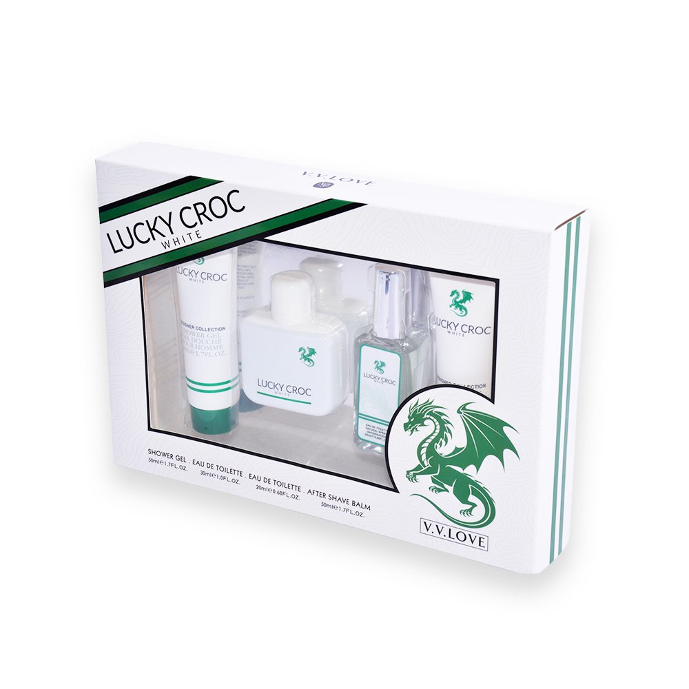 "Lucky Croc Fragrance and Skincare Gift Box - Silver, 4 pcs ,30 ml"