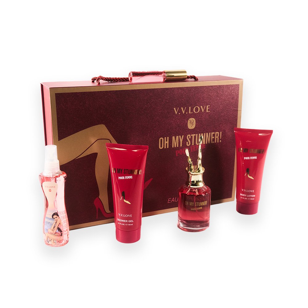 "Fragrance and Skincare Gift Box - Red, 5 pcs"